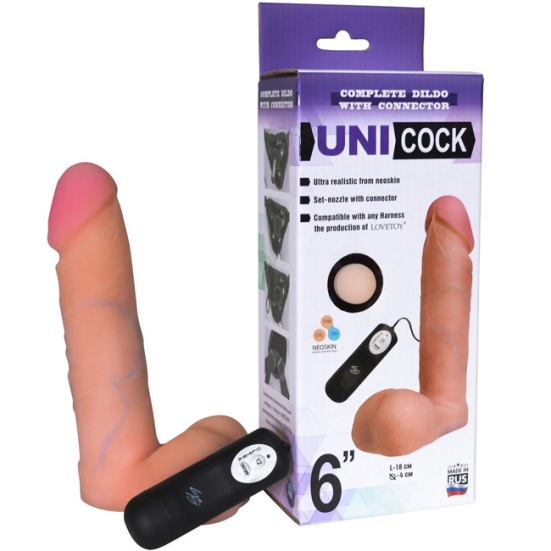 Фаллос-насадка с вибрацией Unicock 6"